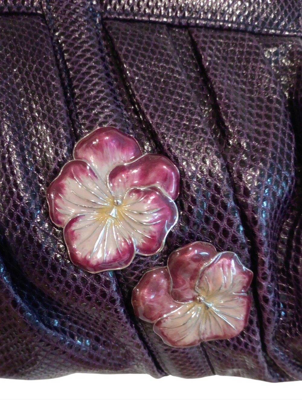Judith Lieber Vintage Exotic Pleated Snakeskin Top Handle Shoulder Bag - Picture 7 of 16